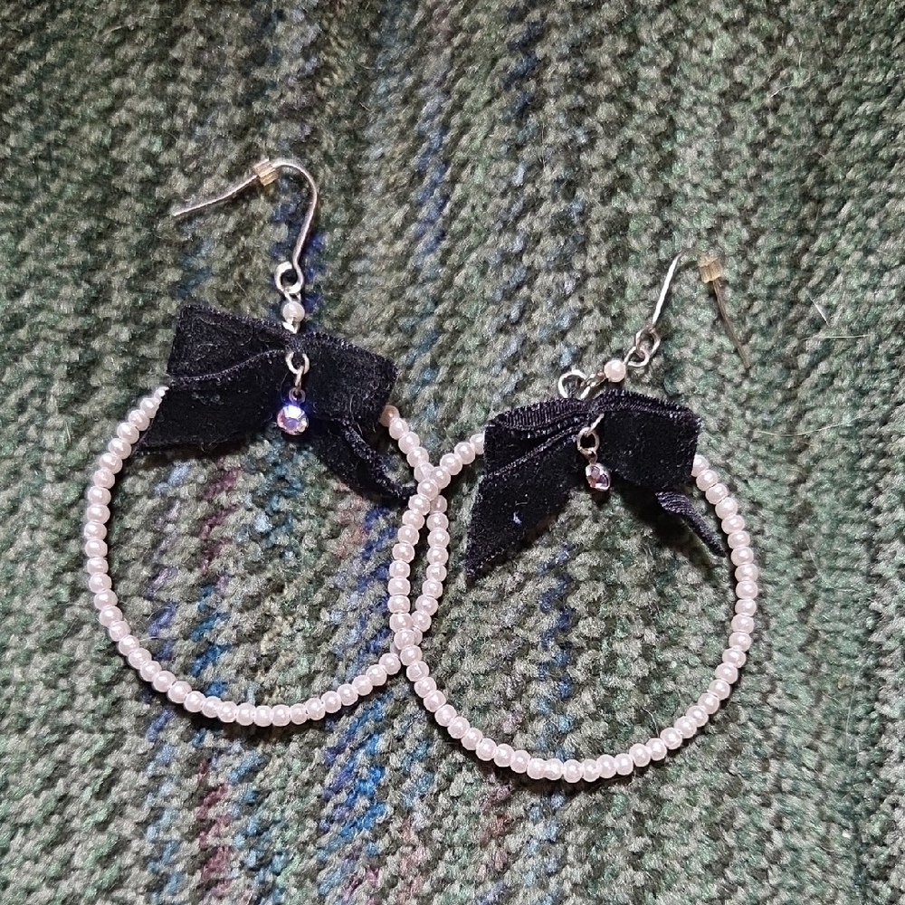 Elegant Black and White Hoop Earrings